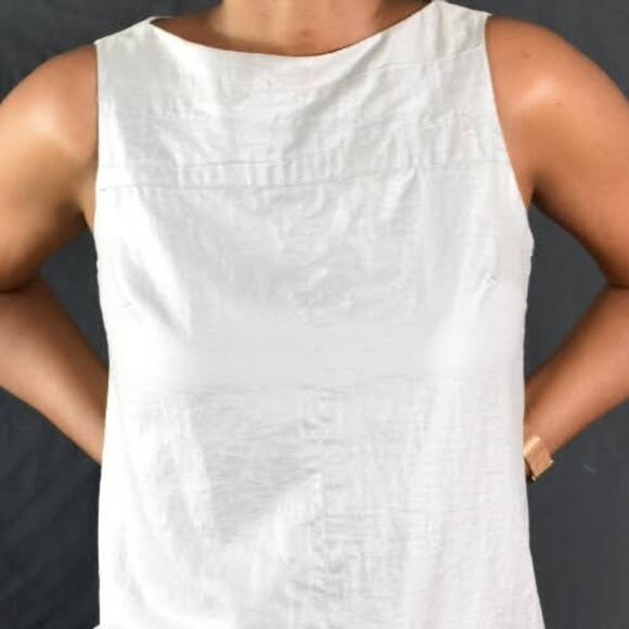 Shin Choi Dress Beige Minimalist Shift A Line Mini Shimmer Sleeveless Size Small - Picture 4 of 12